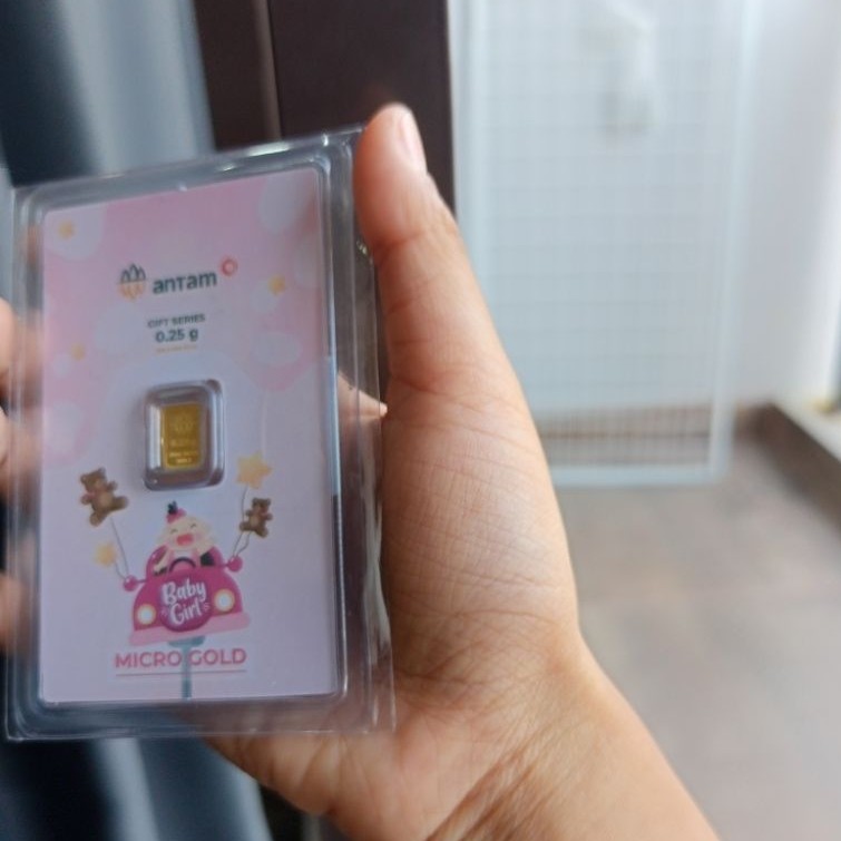 Micro Gold Antam 0.1 gram Ulang Tahun Birthday Emas Murni 24 Karat 999,9 Hartadinata x Antam Logam M
