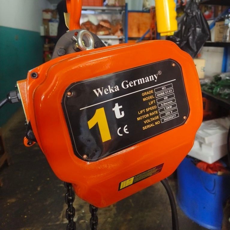 Electric chain hoist crane 1 ton x 6 meter/10 meter /12 meter 220v atau 1phase weka GERMANY