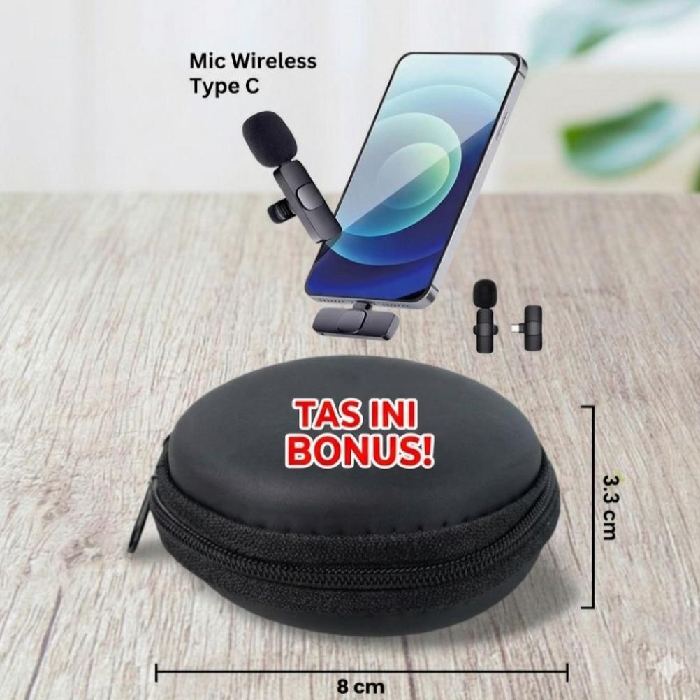 Diskon Mic Wireless K8 Type C Clip On 1 Mic Rechargeable Mikrophone Kecil Kualitas Suara Jernih Mic 