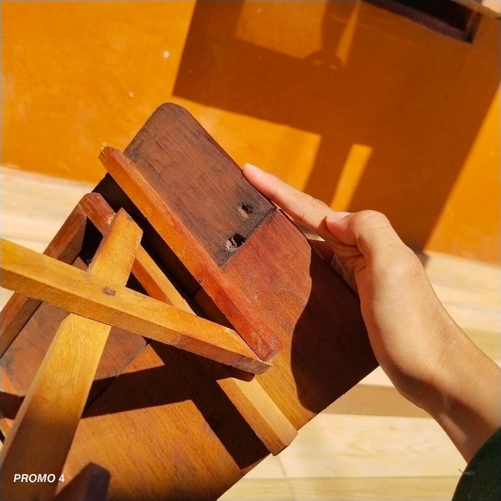 ( ULIN PROMO 4 ) Rehal Rekal Meja Lipat Kayu Ulin Ukuran 35 / Meja Mengaji Kayu Ulin Series / Dampar