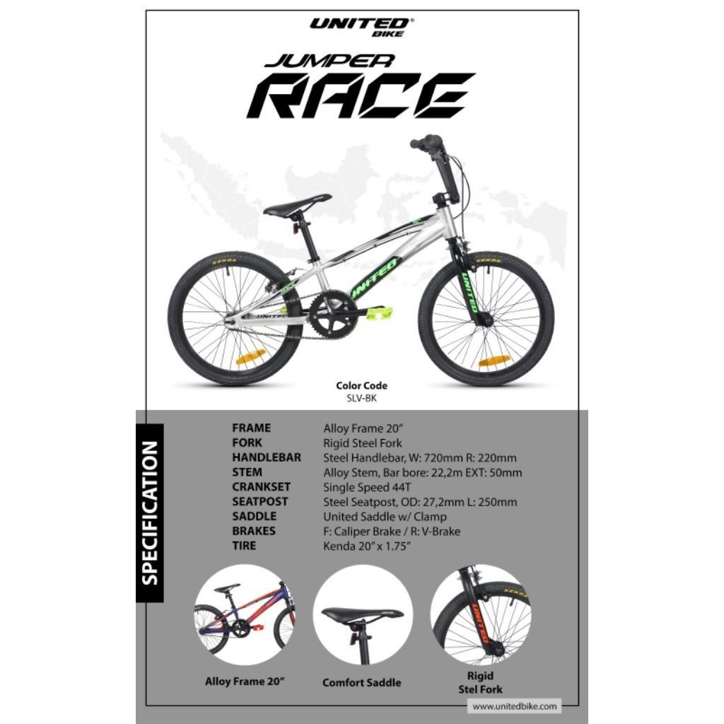 Sepeda BMX UK 20 inch United Jumper Race frame alloy