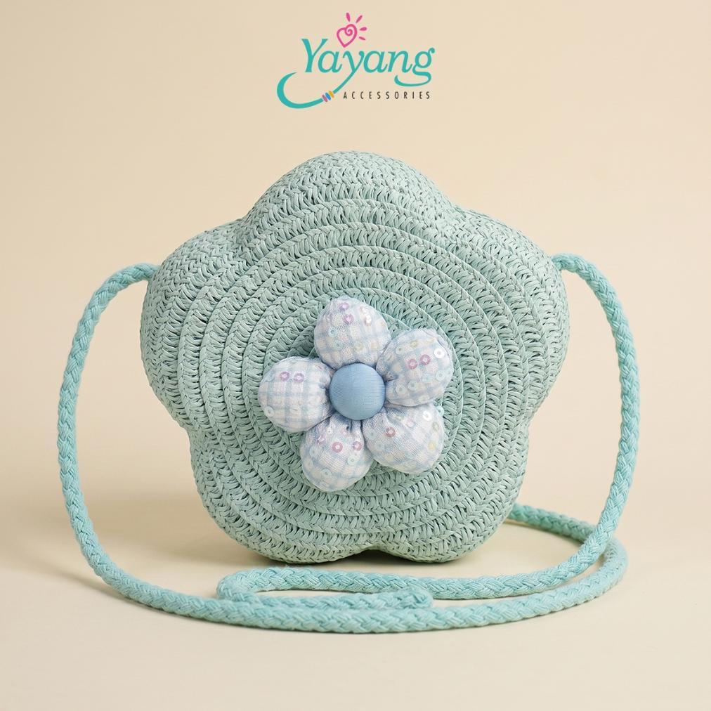 Terlaris Yayang Sling Bag Tas Jerami Bentuk Bunga - Tas Selempang Anak Rajut Pita Bunga Lucu Premium