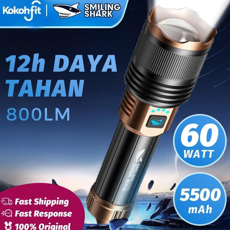 Smiling Shark Senter Aluminum Alloy Flashlight SD-5212 Laser Super Terang Portable Zoom Teleskopik M