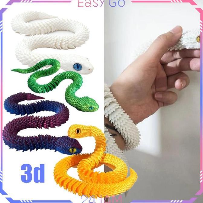REGENLY Mainan 3D Ular Maenan 30cm  Multi-Sendi Mainan Ular Ularan Gerak Ornamen Mainan Ular Ularan