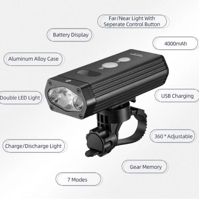 Promo ROCKBROS BR1800 Lampu Sepeda Bicycle Bike Front Light 1800 Lumens Far Near Head Light Waterpro