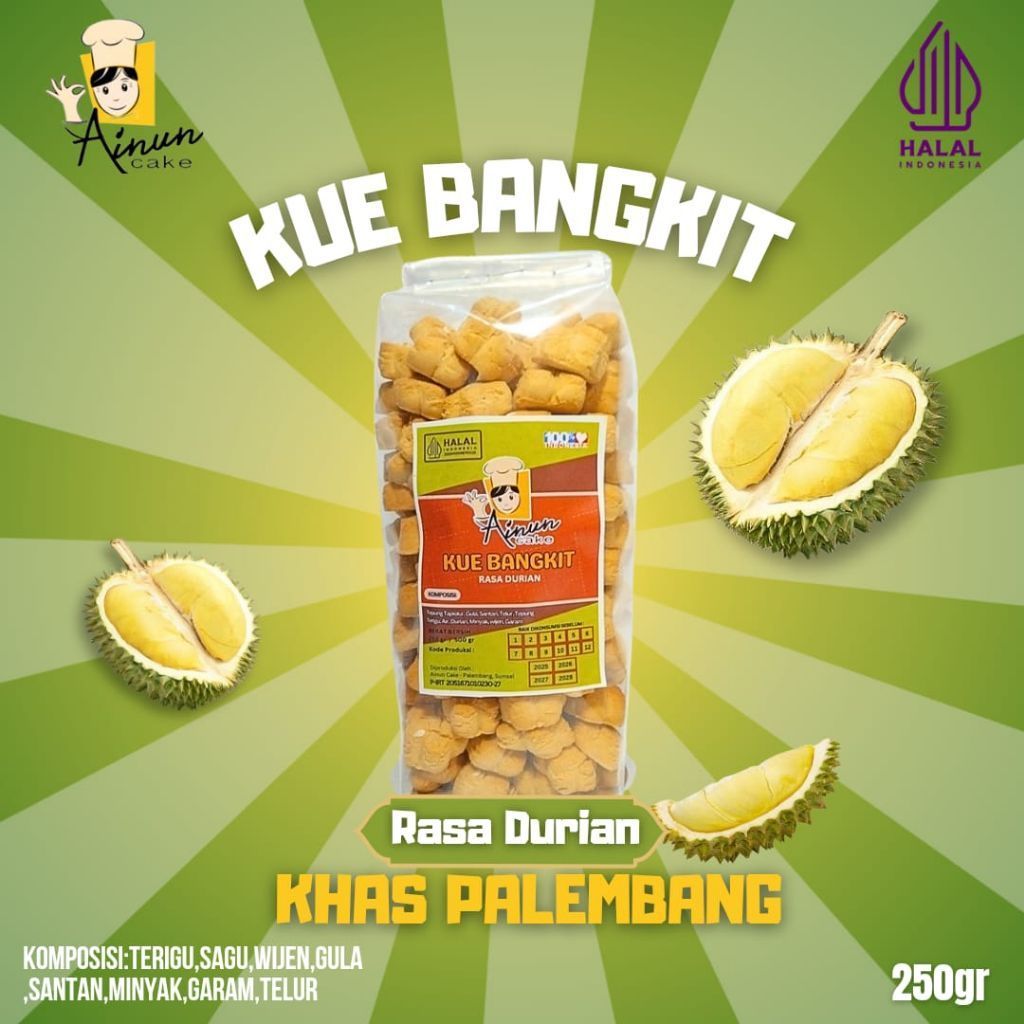 kue bangkit ainun cake 250 gr rasa durian original jahe kacang kue khas palembang halal kue lebaran 