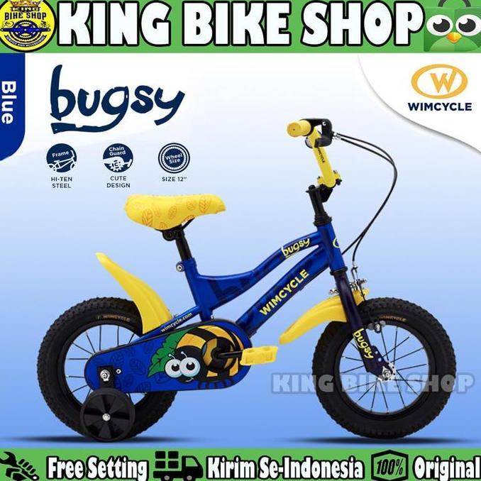 Sepeda Anak Perempuan & Laki WIMCYCLE BUGSY Ukuran 12 Inch Keranjang