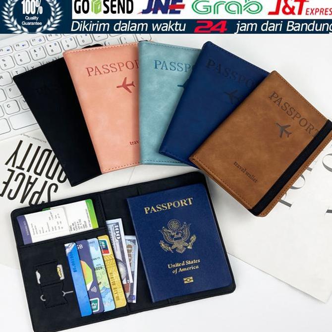 CHICKLEP Dompet Paspor Kulit Travel Couple Dompet Passport Holder Cover Leather