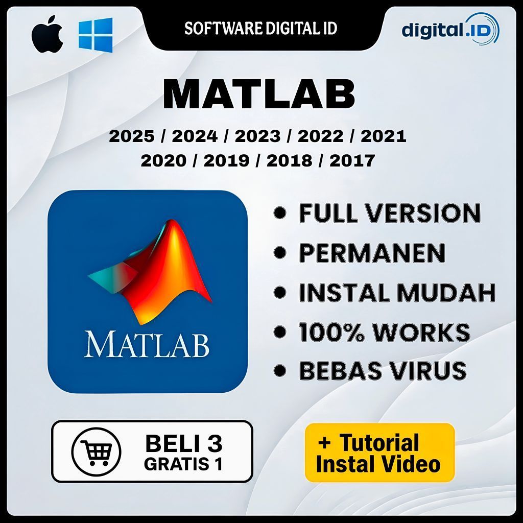 Matlab 2026 - 2017 Full Version Lifetime Permanen Windows & Mac Os | Tersedia Versi 2026 / 2025 / 20