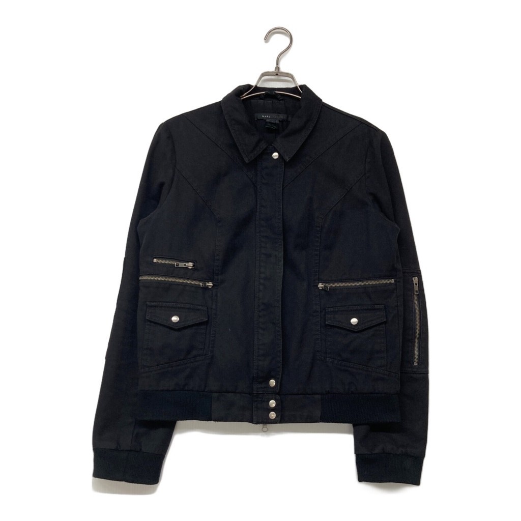 Original Marc Jacobs 100% Cotton Design Zip-Up Jacket / Black) Marc Jacobs Light Black Denim Moto Ja