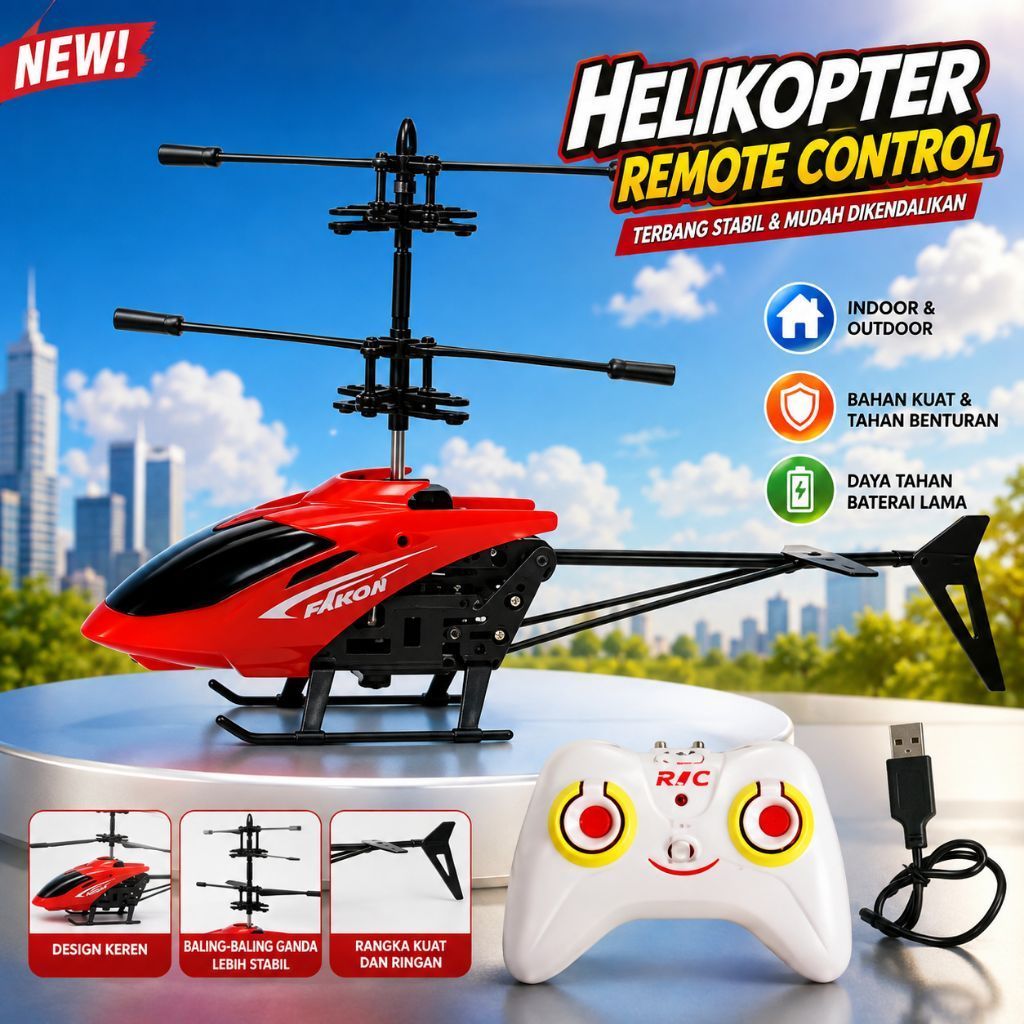 Mini Helikopter Terbang RC Remote Control USB Cas Mainan Edukasi Anak