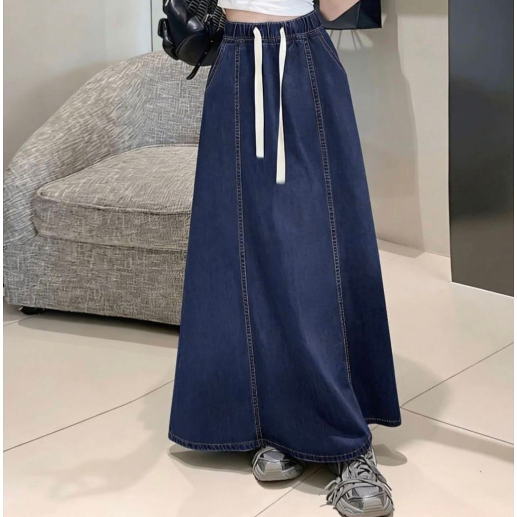 rok jeans tali wanita Korea style - Rok Panjang Wanita Baru - Rok Remaja Terlaris
