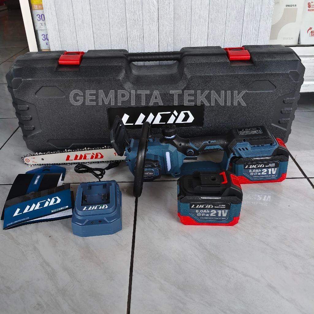 Lucid LS12 Brushless Cordless Chainsaw 12 inch 6.0Ah Baterai Chainsaw Mesin Potong kayu Lucid Ls12 b