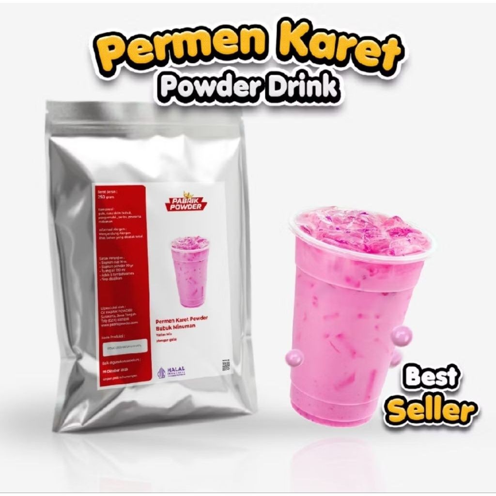 Powder drink bubuk minuman es permen karet pink