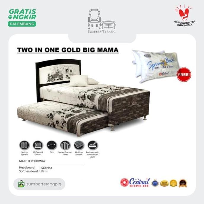 Kasur Sorong Matras Orthopedic Spring Bed Central Gold Big Mama 2 in 1