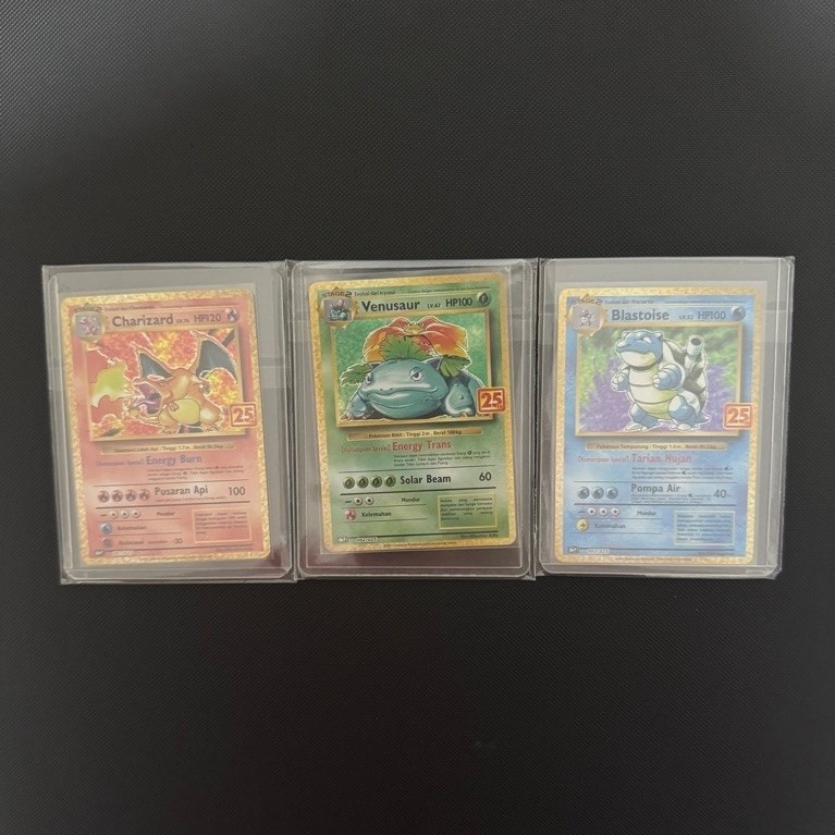 SET Charizard Venusaur Blastoise Promo 25th Anniversary Pokemon - Kartu Pokemon TCG Original Indones