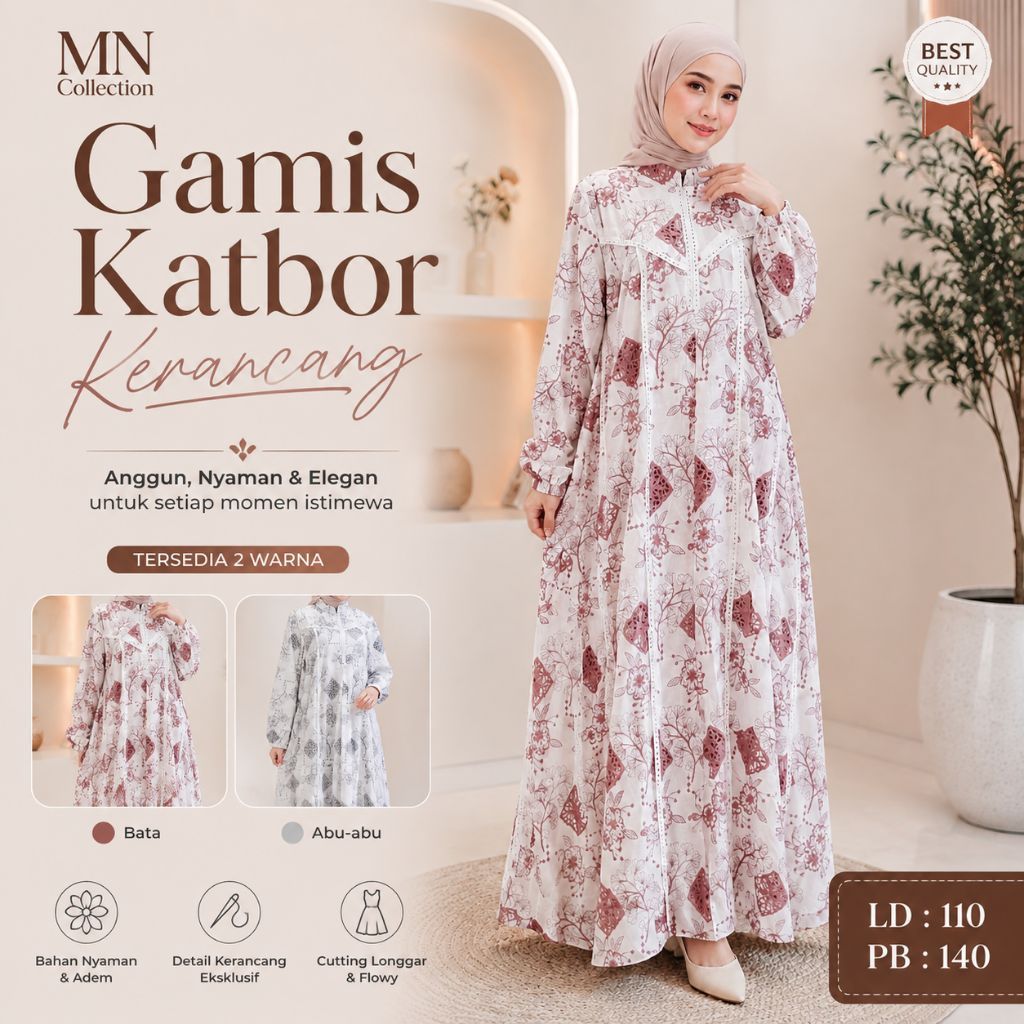 MN Collection Kerancang - Gamis Wanita Katbor Kerancamg Mewah