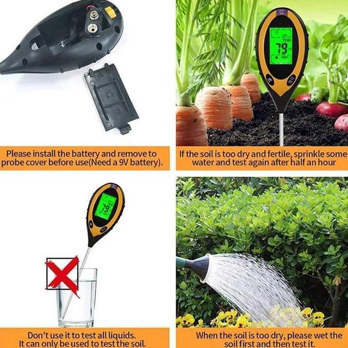 Alat Pengukur Suhu Temperatur dan Kelembapan Tanah Soil PH Meter Digital (TERBAIK) (TERBARU) (TERMUR