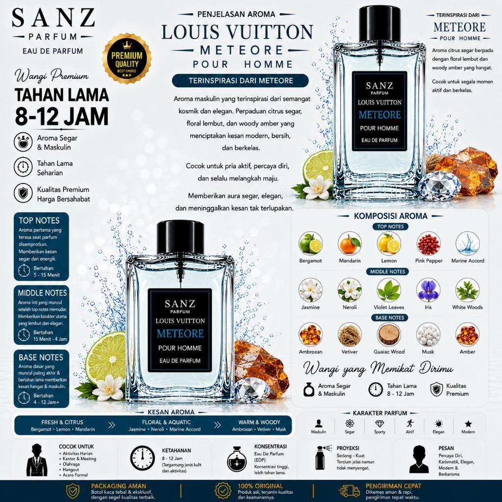 SANZ-PARFUM,  Parfum Louis Vuitton meteoreee Original Tahan Lama 24 Jam Aroma Elegan & Fresh