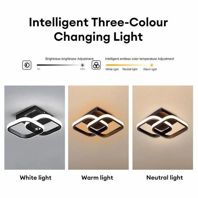 Lampu Plafon Minimalis Modern Lorong Lampu Gantung Hias Ring 24W 3 Warna Ruang Tamu Kamar Tidur PVC 