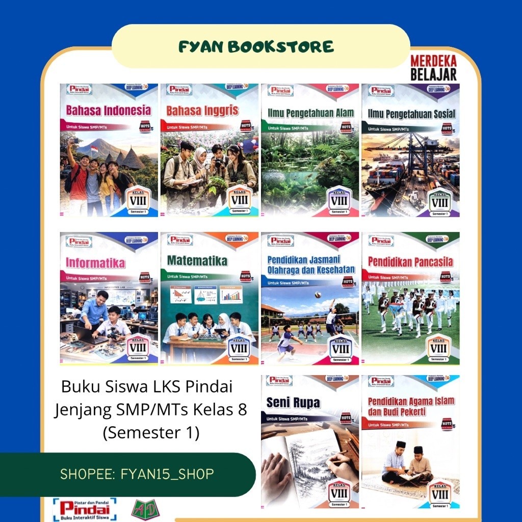 Fyan Book Store: Buku LKS Pindai SMP/MTs Kelas 8 Semester 1 Kurikulum Merdeka TA 2026 Penerbit CV Ar