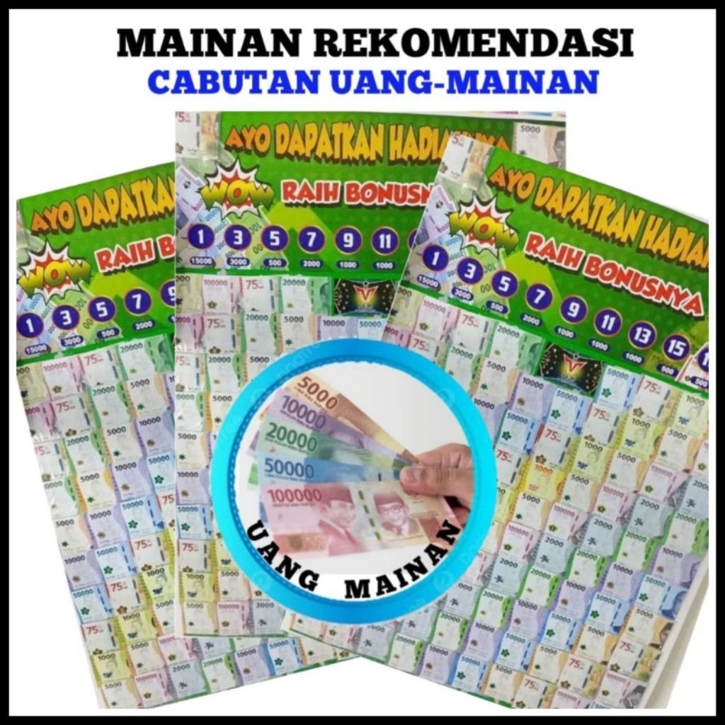 MAINAN PERSAMAAN UANG MAINAN isi100 Kupon Persamaan Gambar Berhadiah - Mainan Edukatif Anak