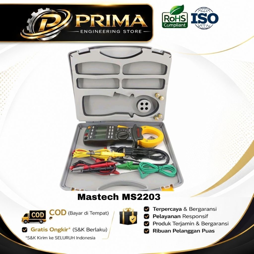 MASTECH MS2203 Three Phase Digital Power Clamp Meter Mastech MS2203 Ampere Tang 3 Fas Fase PC

