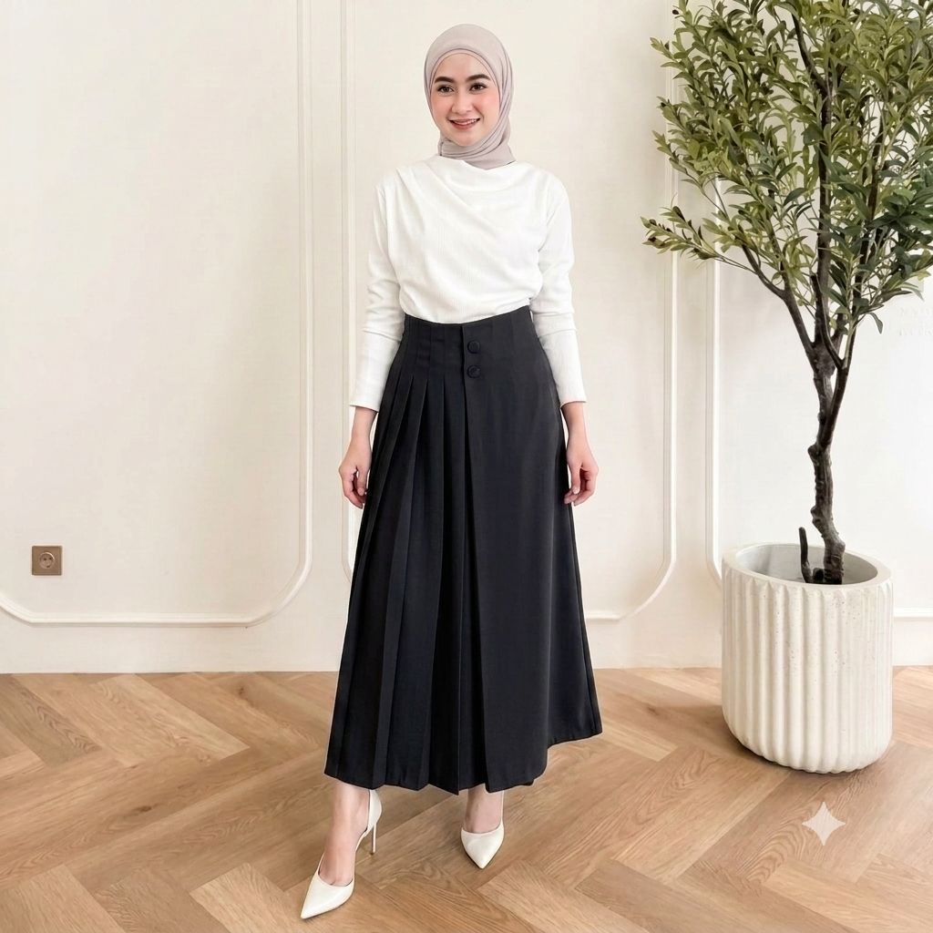cellie pleats-kulot rok plisket wanita bahan furano premium import