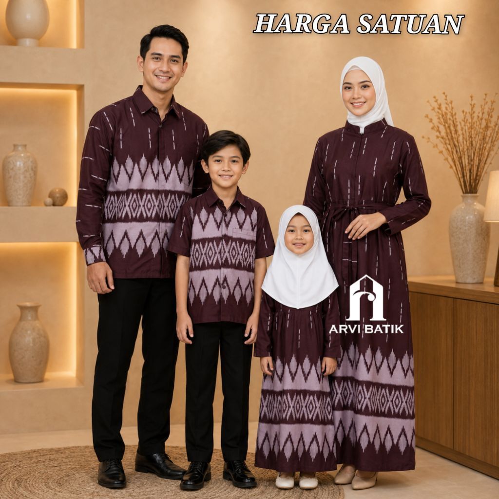 Arvi Batik Couple Batik Keluarga Lebaran Kondangan Modern Terbaru Ayah Ibu Anak Laki Laki Perempuan 