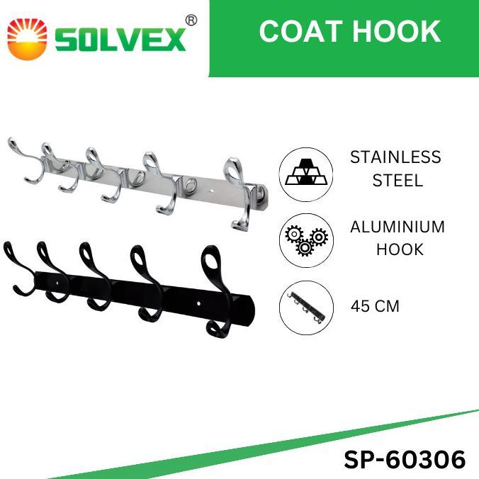 SOLVEX Gantungan Baju Aluminium Wall Hanger 5 Hooks Tempel Kapstok