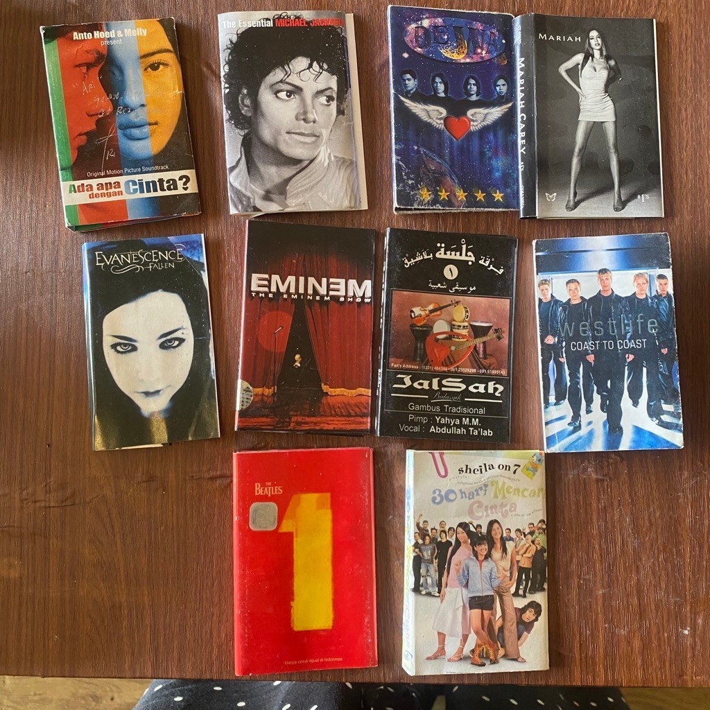 Cover Kaset Tape Original Musik Pop, Rock, Hip Hop & Soundtrack – Michael Jackson, Mariah Carey, Dew