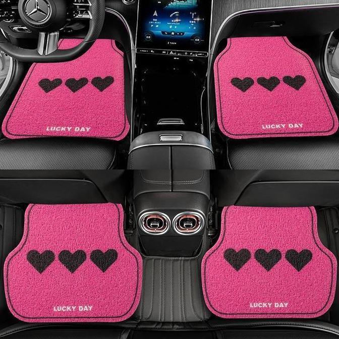 KARPET MOBIL RUMPUT LOVE PINK KARET LATEX SPESIAL
