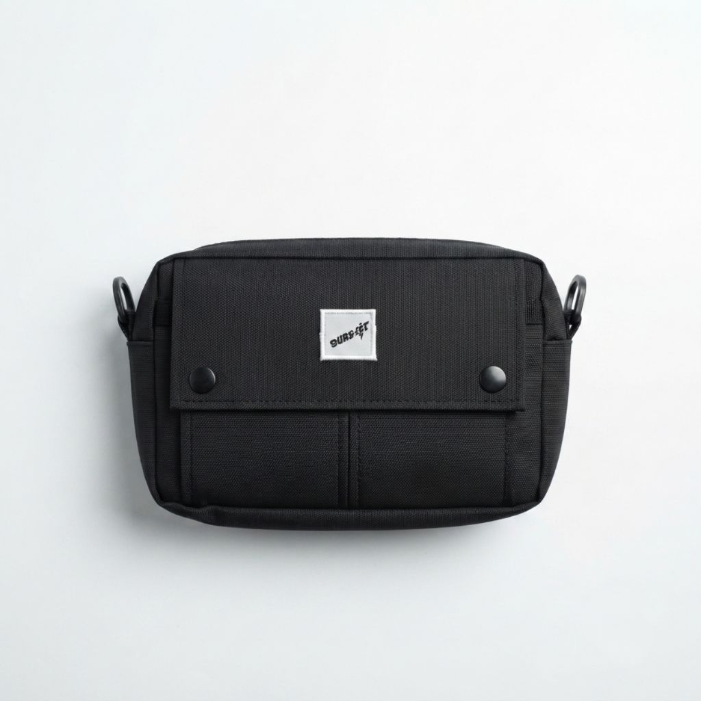 Tas selempang pria Ours-Ist warna hitam model sling bag handbag clutch dengan resleting