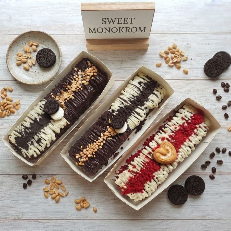 Sweet Monokrom - Brownies Kukus Cokelat Lumer Premium / Brownis Kukus Homemade / Brownis Slice / Gif