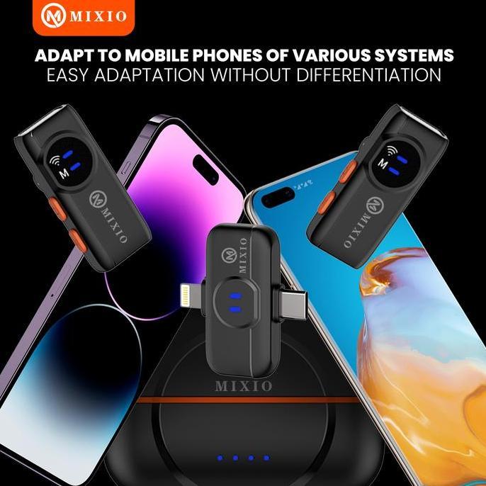 mixio S17 Pro Mikrofon Nirkabel Clip-on Lavalier 2-in-1