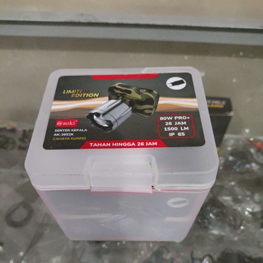 Senter kepala aoki 80w pro+ 1500lm tahan hinga 26jam