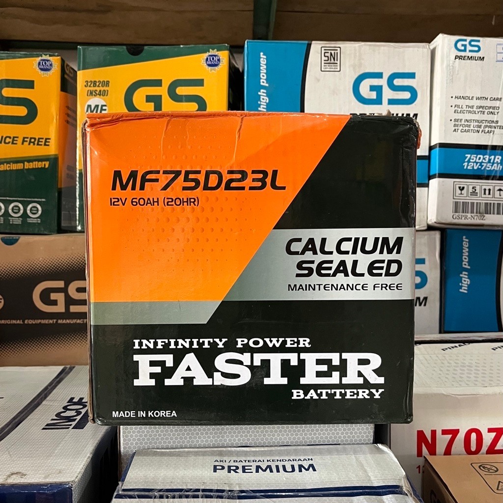 Aki Faster MF 75D23L (12V-60Ah) | Aki Kering