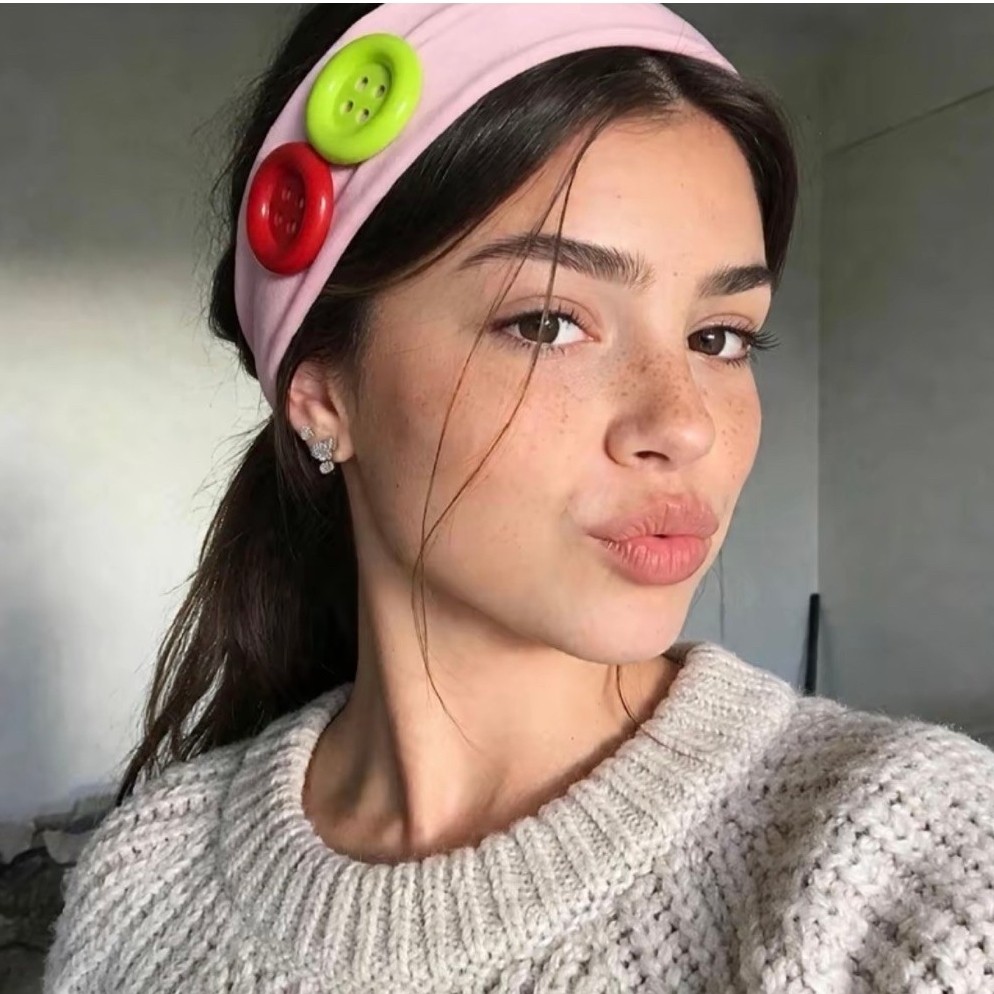 bando/headband button kancing double polos cute
