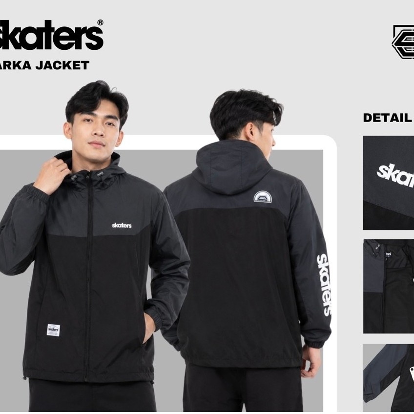 Jaket Parka Skaters Hitam Abu ZG070
