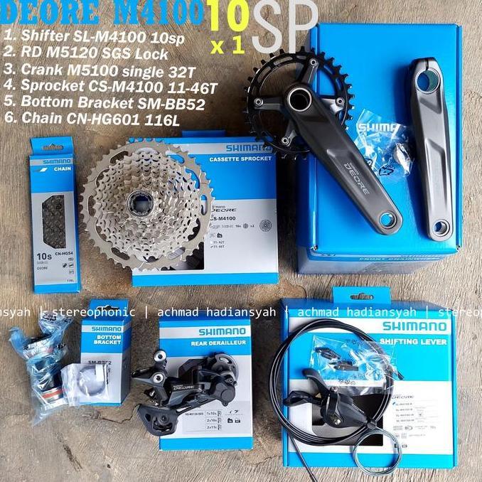 Promo BNIB.. Groupset SHIMANO DEORE M4100 1 x 10 speed Groupset DEORE M4100 1x10sp Groupset M4100 DE