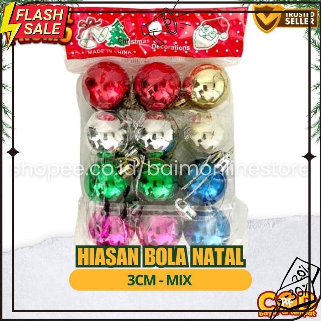 Set Aksesoris Pohon Natal Mini | Bola, Drum, Lonceng, Kotak Kado & Biji Pinus Gratis Ongkir