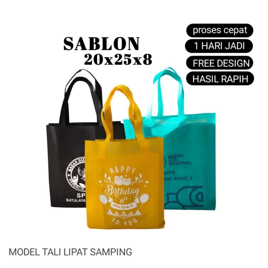 Tas Spunbond Sablon 1 Hari Jadi 20x25x8