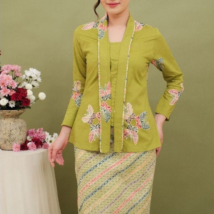 Kebaya Batik Lengan Panjang Khalisa Batik Motif Aruni Hijau