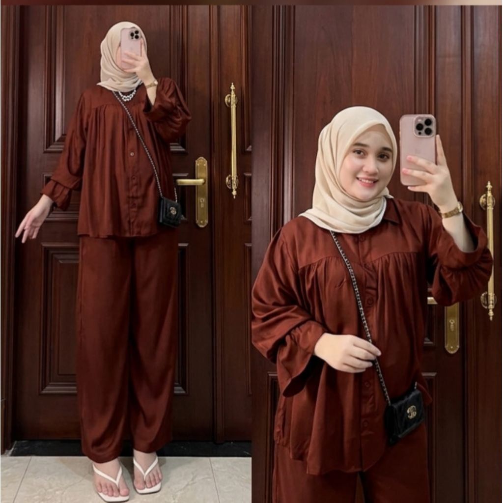 atasan set celana kulot katun rayon terbaru