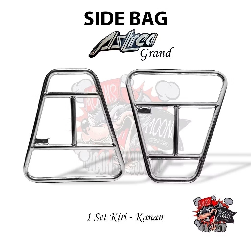 Side bag astrea grand / dudukan kantong pinggir astrea grand warna chrome