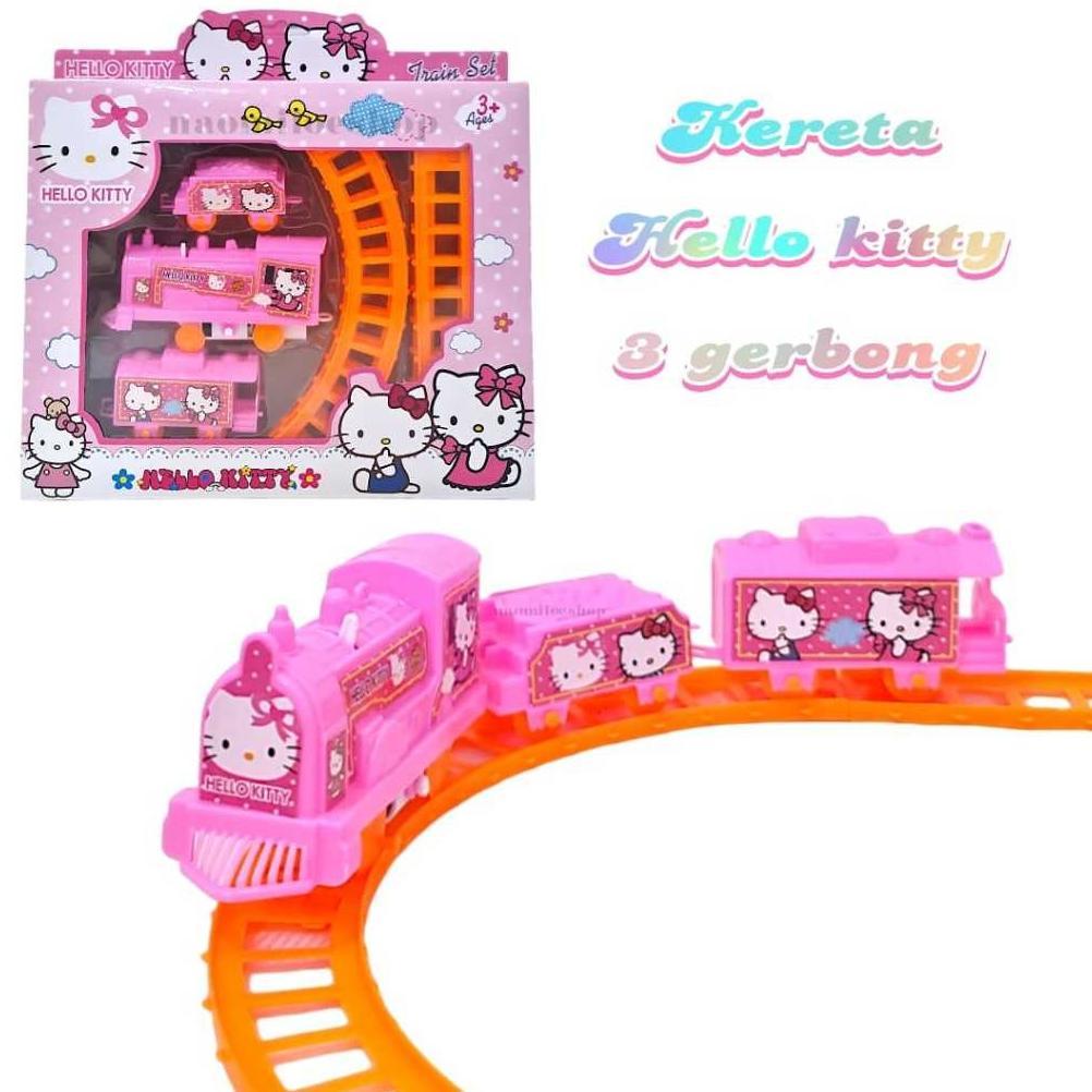 mainan kereta api hellokitty/ train set hellokity MAINAN KERETA ANAK, 2pcs baterai AA