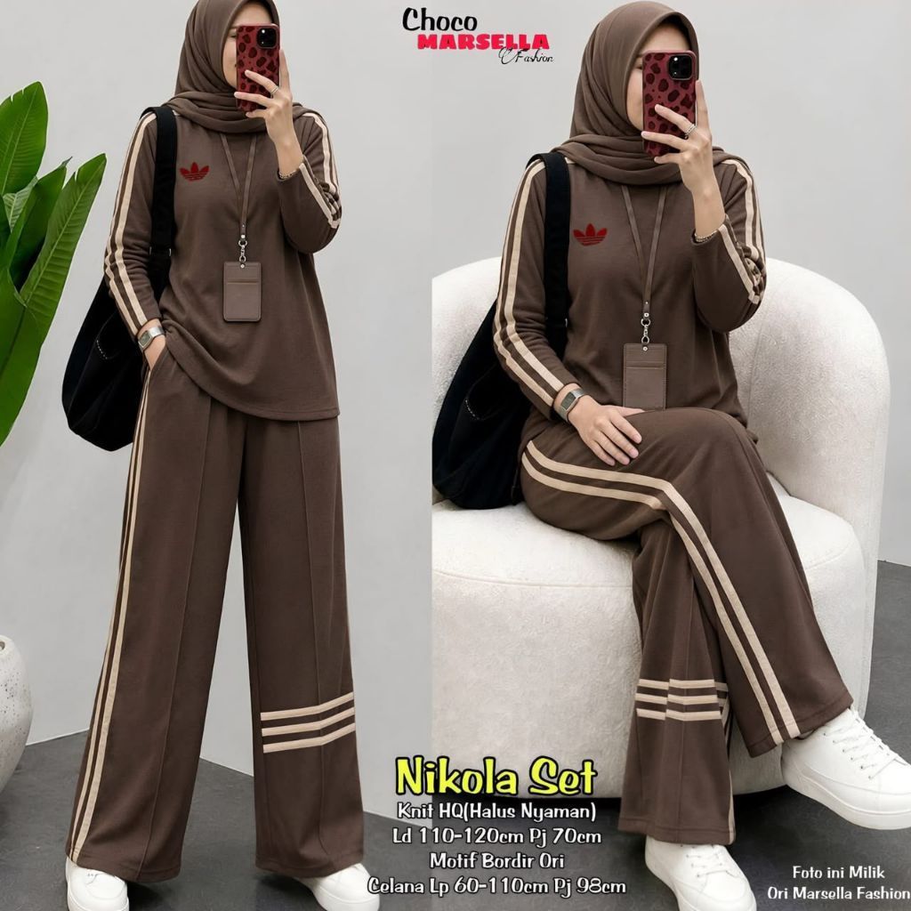 setelan kaos wanita terbaru nikola one set knit wanita