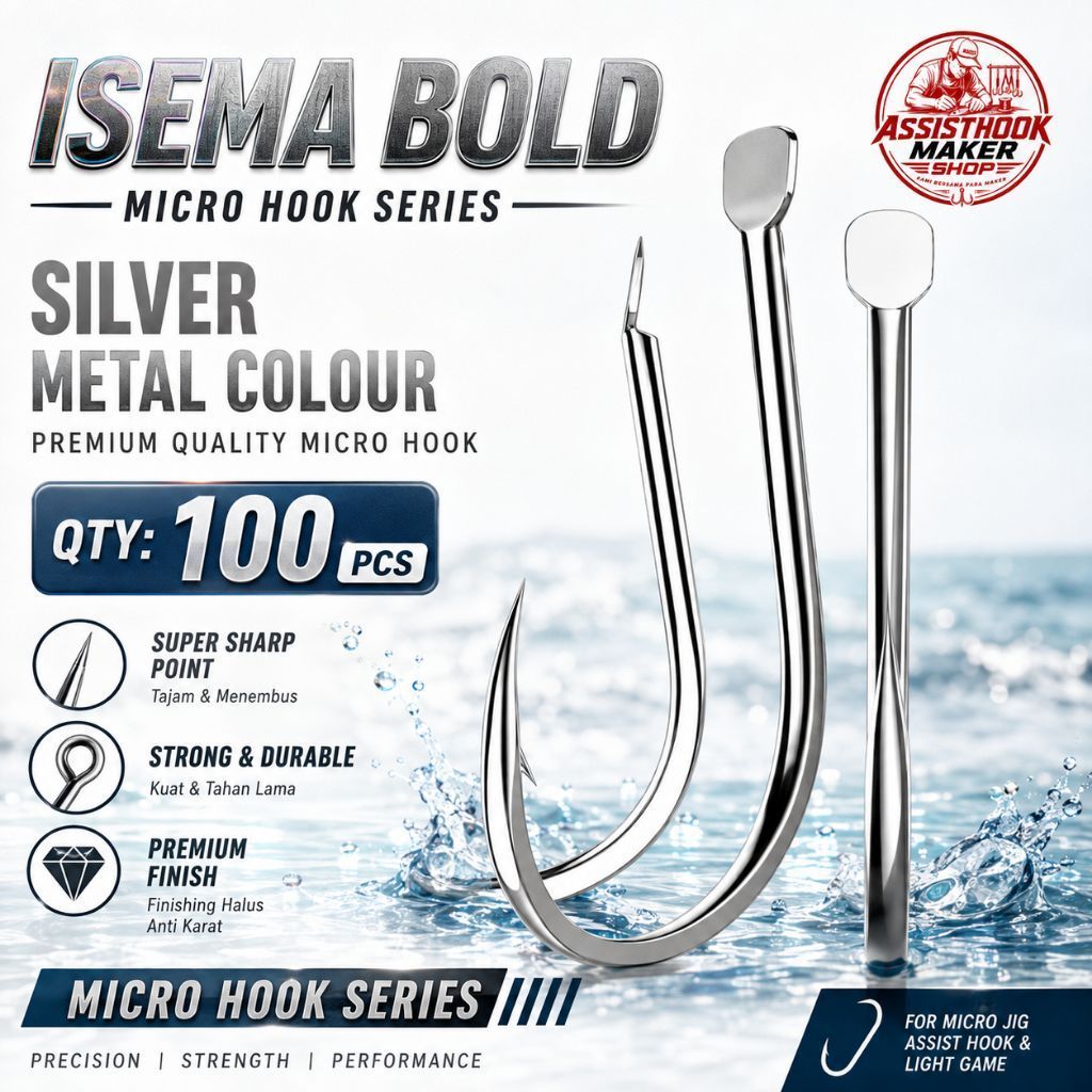 100PC KAIL MICRO JIGGING ISEMA BOLD METAL COAT SERIES KAIL BARONANG BUKAN DAICHI DAN KATYUSHA [JH06]