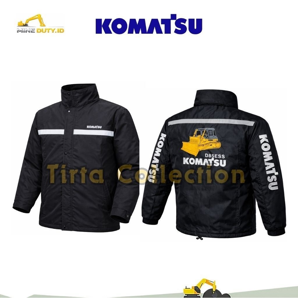 JAKET PARASUT HITAM KOMATSU DOZER - BORDIR ALAT BERAT