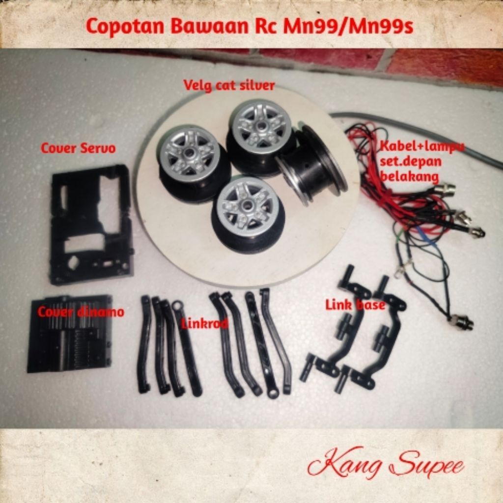 Copotan Bawaan RC Mn99/Mn99s Velg Cat Silver Cover Servo Cover Dinamo Linkrod Link Base Kabel Lampu